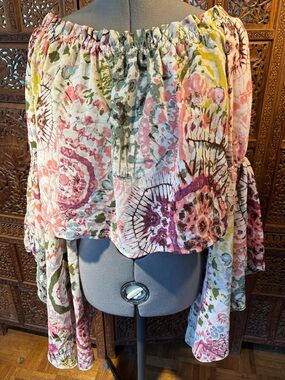 Live 4 Truth Boho Off-Shoulder Floral Peasant Top - Pink & Green